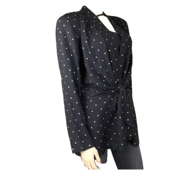 Vintage Sequel jacket/blazer V-neck long sleeve tie front black - Picture 2 of 13